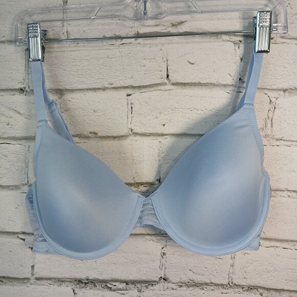 WOMENS HALSTON LIGHT BLUE UNDERWIRE BRA SIZE 36C, LIKE NEW CONDITION - Picture 1 of 11